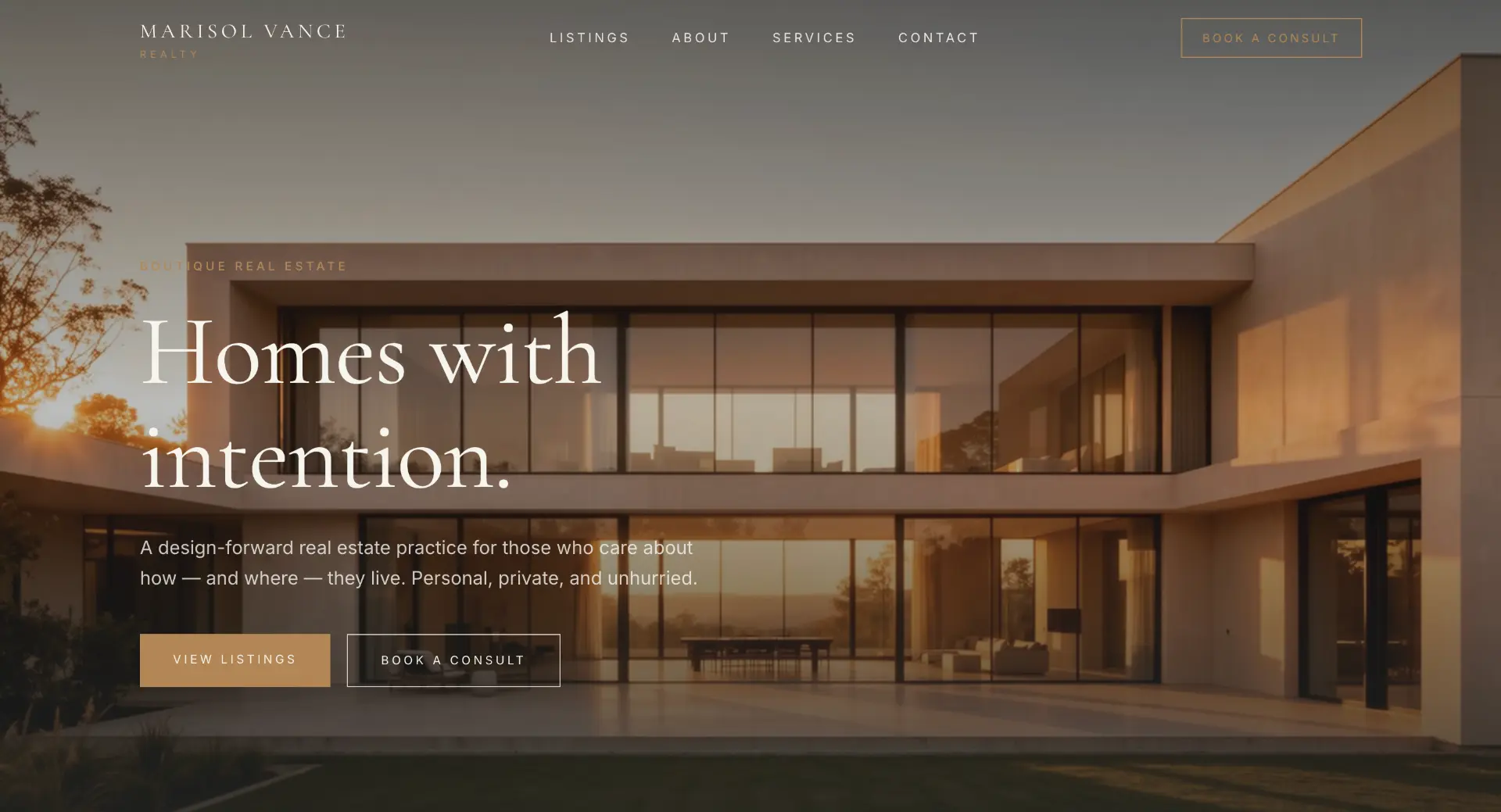 Marisol Realty homepage hero